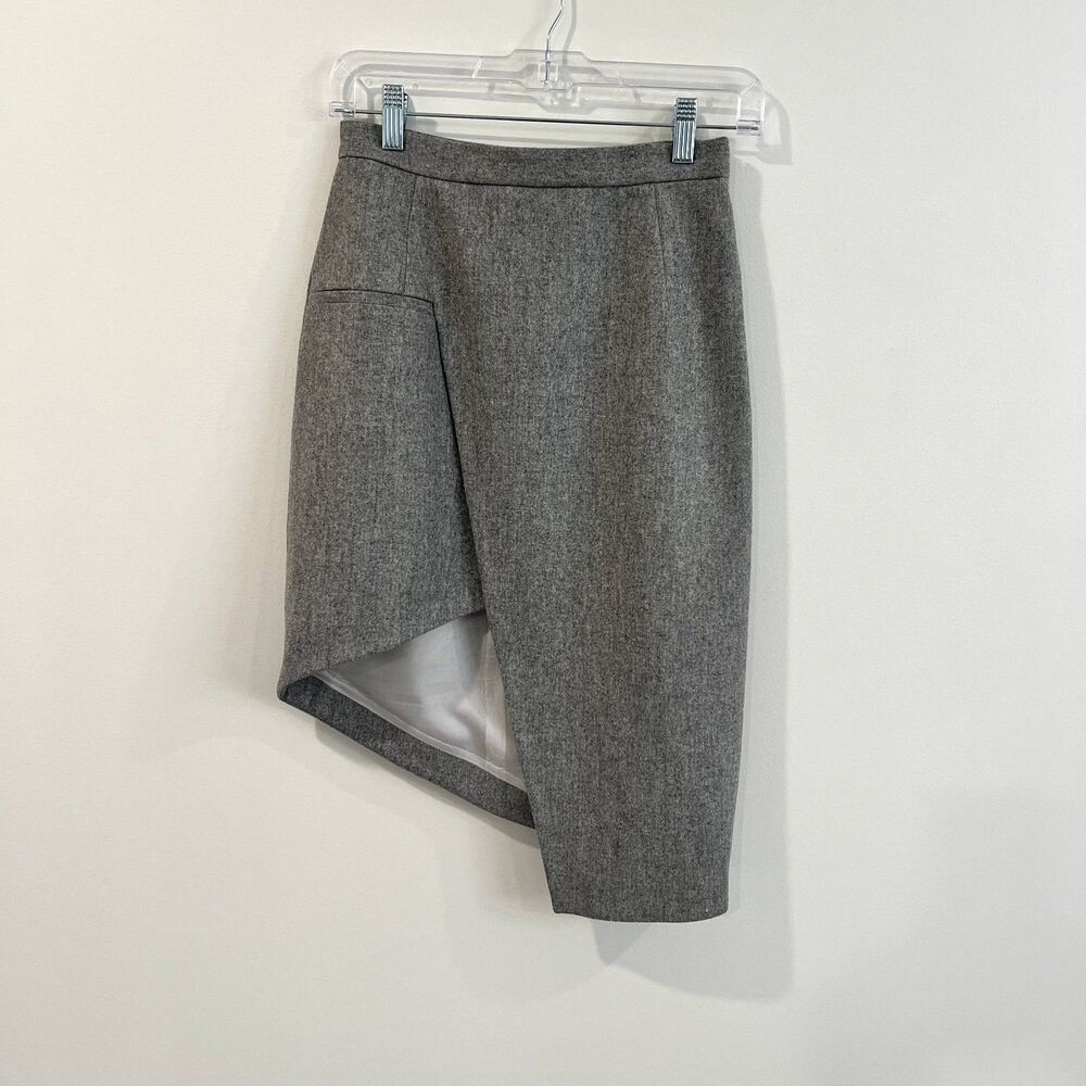Mugler Paris Asymmetric 100% Wool Mini Pencil Skirt size 36/4